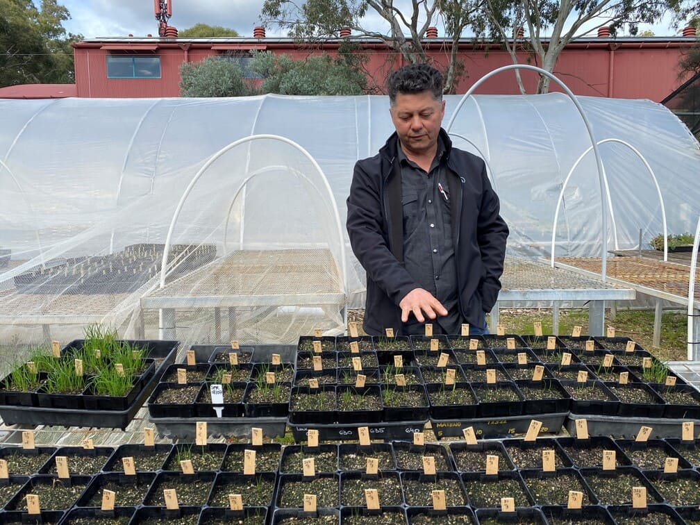 Dr Peter Boutsalis of Plant Science Consulting discussing the impact of herbicide resistance in Australia to a group of Bayer field staff and customers